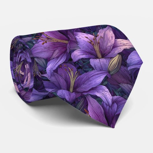 Minimalistic Groomsmen Gift Lilies Flower ネクタイ (ロール)