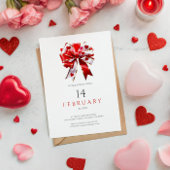 Minimalistic Hearts Bow Tie Valentine's Party  招待状