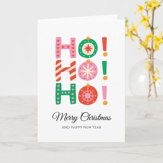 Minimalistic Ho Ho Ho Merry Christmas & New Year カード (黄色い花)