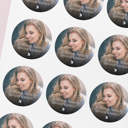 Minimalistic In Loving Memory Photo ラウンドシール