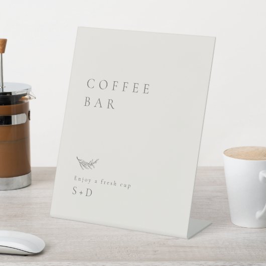 Minimalistic Ivory Coffee Bar Wedding Sign 台座サイン (インサイチュ)