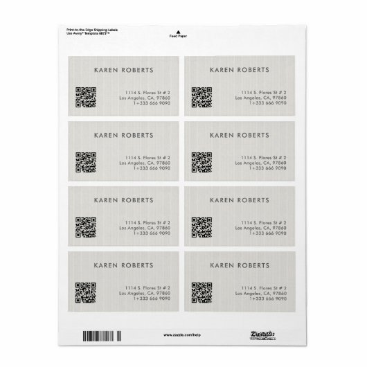 Minimalistic Ivory White Burlap Gray Typography ラベル (フルシート)