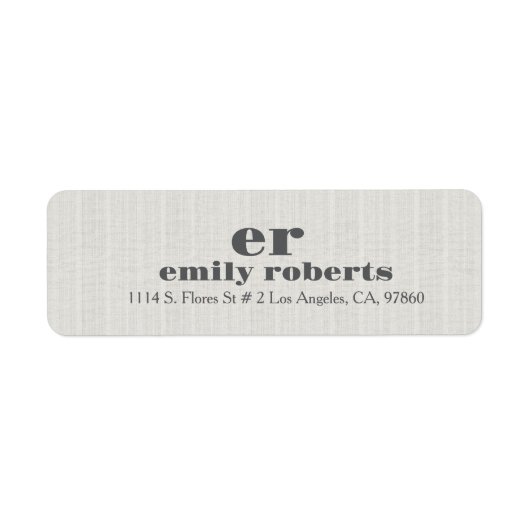 Minimalistic Ivory White Burlap Gray Typography ラベル (正面)