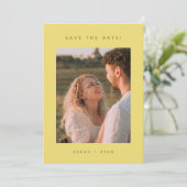Minimalistic Lemon Yellow Engagement Photo Wedding セーブザデート (スタンド正面)