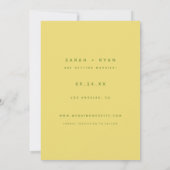 Minimalistic Lemon Yellow Engagement Photo Wedding セーブザデート (裏面)