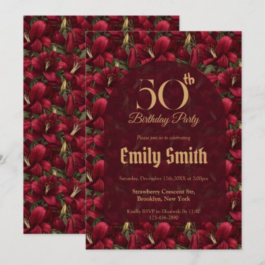 Minimalistic Lilies Flower Nature-Inspired Parties 招待状 (正面/裏面)