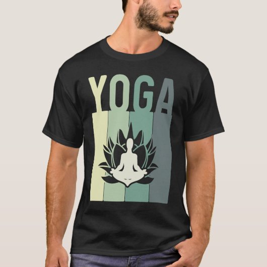 Minimalistic Lotus Flower Meditating Yoga Tシャツ (正面)