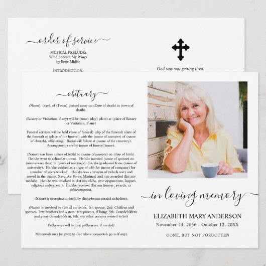 Minimalistic Memorial Funeral 招待状 (正面/裏面)