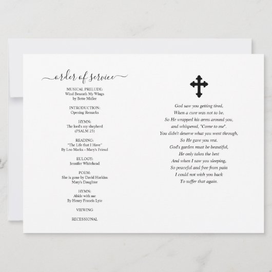 Minimalistic Memorial Funeral 招待状 (裏面)