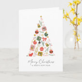 Minimalistic Merry Christmas & Happy New Year Tree カード (黄色い花)