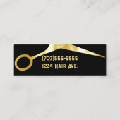 Minimalistic Metallic Golden Scissors Haircuts コーリングカード (裏面)