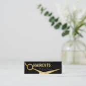 Minimalistic Metallic Golden Scissors Haircuts コーリングカード (スタンド正面)
