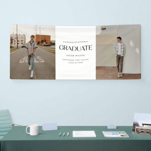 Minimalistic Modern 2-Photo Graduation Party 横断幕 (トレードショー)