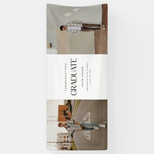 Minimalistic Modern 2-Photo Graduation Party 横断幕 (縦)