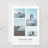 Minimalistic Modern 4-Photo Personalized Wedding サンキューカード (正面)