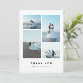 Minimalistic Modern 4-Photo Personalized Wedding サンキューカード (スタンド正面)
