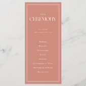 Minimalistic Modern Dusty Rose Wedding Ceremony プログラム (正面)