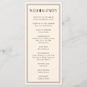 Minimalistic Modern Ivory Cream Wedding Ceremony プログラム (裏面)