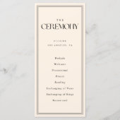 Minimalistic Modern Ivory Cream Wedding Ceremony プログラム (正面)