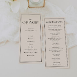 Minimalistic Modern Ivory Cream Wedding Ceremony プログラム
