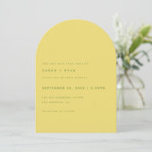 Minimalistic Modern Lemon Yellow Arch Wedding 招待状 (スタンド正面)