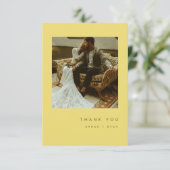 Minimalistic Modern Lemon Yellow Wedding Photo サンキューカード (スタンド正面)