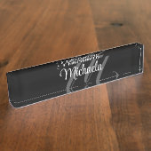 Minimalistic modern monogram initial name デスクネームプレート (側面)