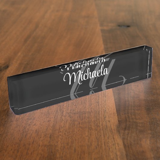 Minimalistic modern monogram initial name デスクネームプレート (側面)