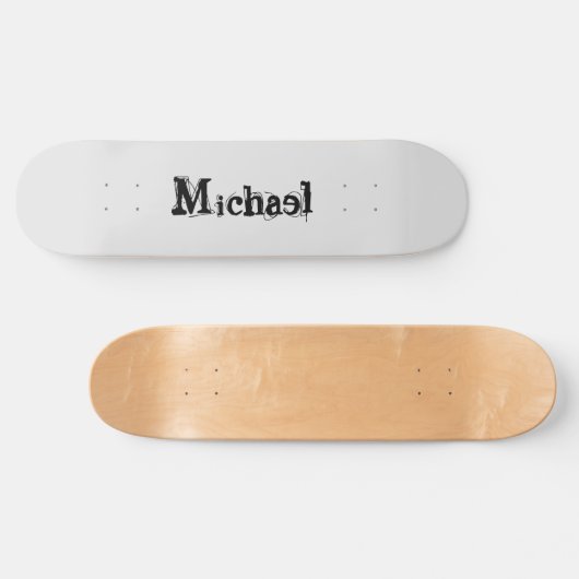 Minimalistic modern monogram name black grey スケートボード (横)