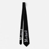 Minimalistic modern monogram name black white ネクタイ (裏面)