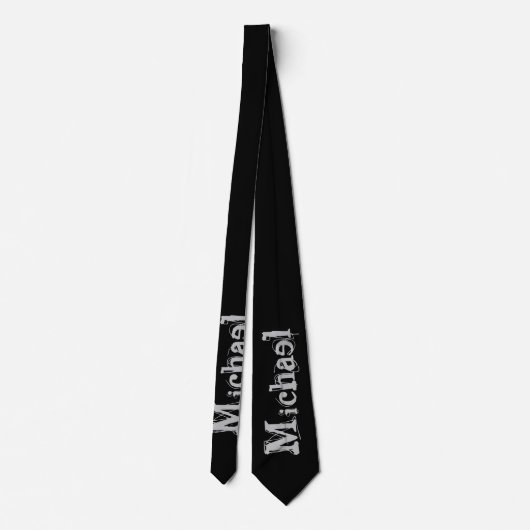 Minimalistic modern monogram name black white ネクタイ (裏面)