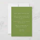 Minimalistic Modern Olive Green Wedding Photo サンキューカード (裏面)