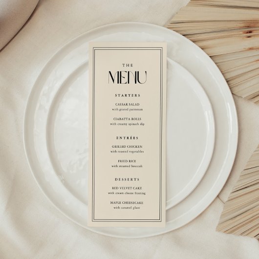 Minimalistic Modern Typography Beige Cream Wedding メニュー