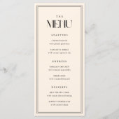 Minimalistic Modern Typography Beige Cream Wedding メニュー (正面)