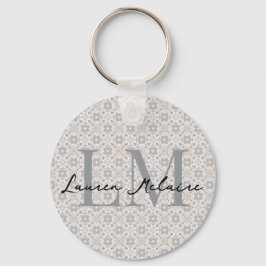 Minimalistic Monogram Script Name Spanish Tile  キーホルダー