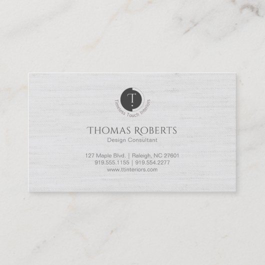 Minimalistic Monogram | White Pinstripe Business C 名刺 (裏面)