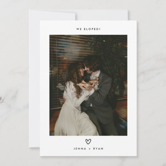 Minimalistic Photo Wedding Elopement & Reception 招待状 (正面)