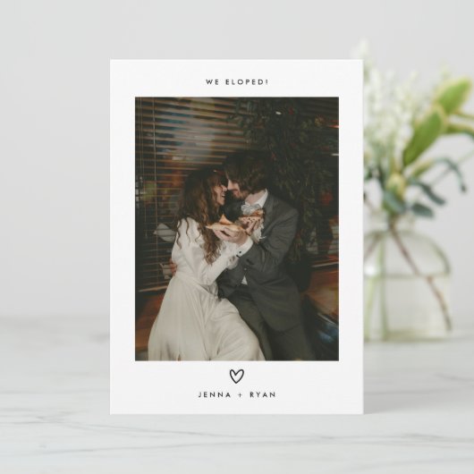 Minimalistic Photo Wedding Elopement & Reception 招待状 (スタンド正面)