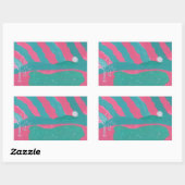 Minimalistic Pink and Green Landscape Stickers 長方形シール (シート)