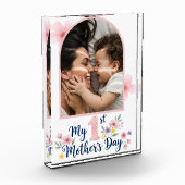 Minimalistic Pink Floral 1st Mother's Day Custom  フォトブロック (左)