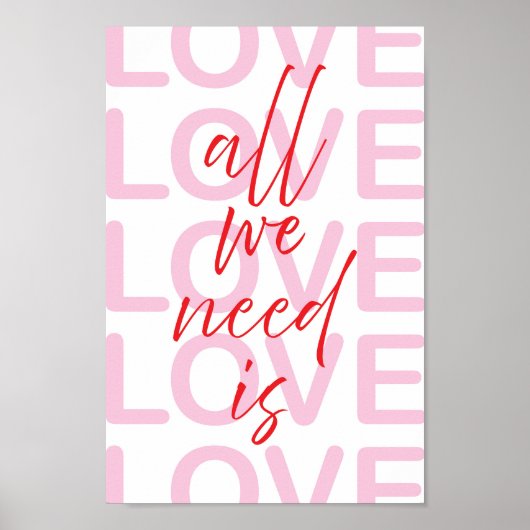 Minimalistic poster All we need is love  ポスター (正面)
