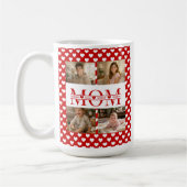 Minimalistic Red Heart Mom Custom 4-Photo Keepsake コーヒーマグカップ (左)