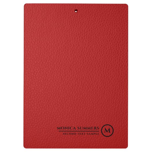 Minimalistic Red Leather Personalized Text クリップボード (裏面)