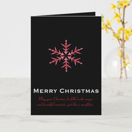 Minimalistic Red Snowflake Hand Drawn Art カード (黄色い花)