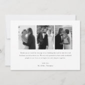 Minimalistic Script 4-Photo Black & White Wedding サンキューカード (裏面)