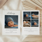 Minimalistic Script 5-Photo Collage Baby Birth 案内状