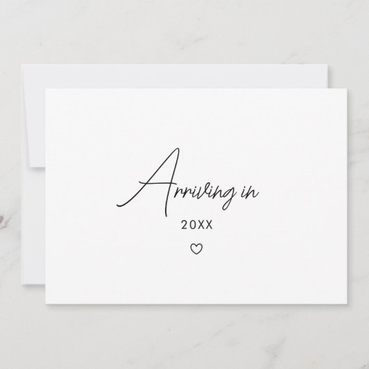 Minimalistic Script Baby Arriving Pregnancy Photo 案内状 (正面)