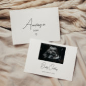 Minimalistic Script Baby Arriving Pregnancy Photo 案内状