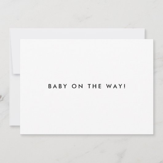 Minimalistic Script "Baby On The Way!" Pregnancy 案内状 (正面)