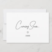 Minimalistic Script "Coming Soon" Baby Pregnancy 案内状 (正面)